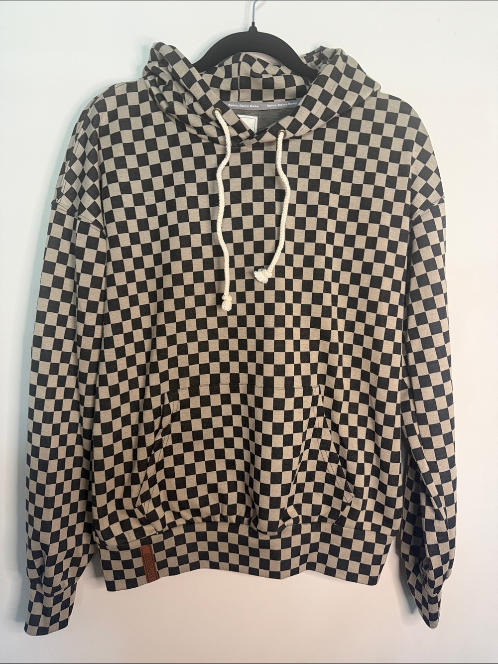 AMPERSAND AVE Black & Cream Checkerboard Hoodie